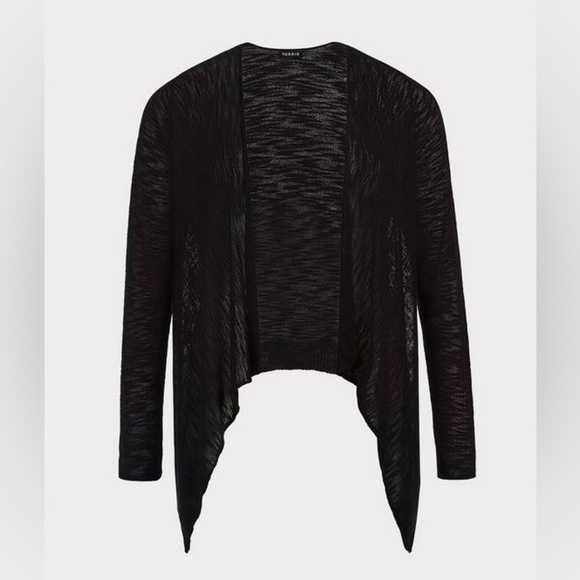 torrid Sweaters - GUC Torrid Slub Knit Cardigan Drape Front Sweater, Size 0 (L/12), Black